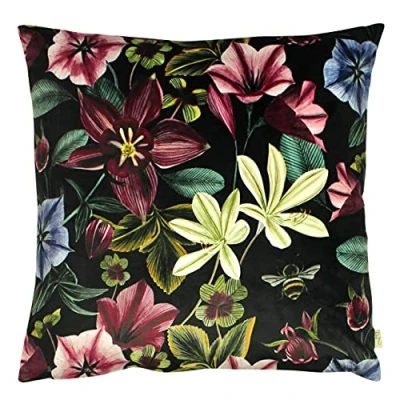 Image of Evans Lichfield Midnight Garden Aquilegia Cushion Cover, Shiraz, 43 x 43cm