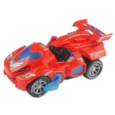 Image of PNJB Transforming Dinosaur Car, Featuring Realistic Sounds, LED Lights, Endless Fun, Creativity, And Imaginative Play, Problem Solving Skills, Durable Construction (Red)