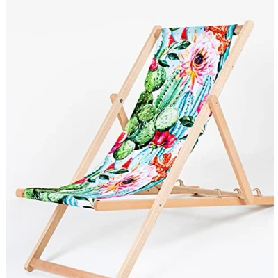 Image of Merino Wool Modern Sun Loungers Padded Wooden Garden Adirondack Chair PATIO SEASIDE Traditional Folding Hardwood Beach Deck Deckchairs Outdoor Travel Seat(Big Pink Flower, 2)