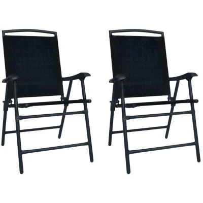 Image of vidaXL Folding Garden Chairs 2 pcs Texilene Black