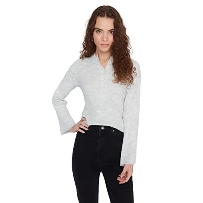 Image of Trendyol FeMan Regular fit Basic Crew Neck Knitwear Sweater Gray