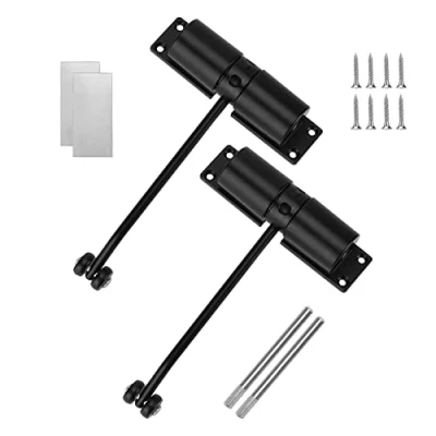 Image of LEXININ 2 Pack Mini Automatic Spring Door Closer, Small Diecast Construction Light Duty Safety Closer to Convert Hinged Doors Self Closing, Black