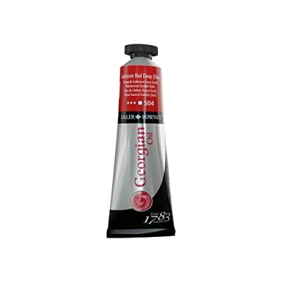 Image of Daler Rowney Georgian Oil Paint, Aluminium Tube, 1.28oz 38 ml, Cadmium Red Deep Hue
