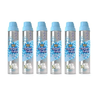 Image of 1001 Carpet Fresh Spray Soft Jasmine &amp; Linen Fragrance, Hours of Freshness, For Use On Carpets, Rugs Upholstery, Pack 6x 300ml Can