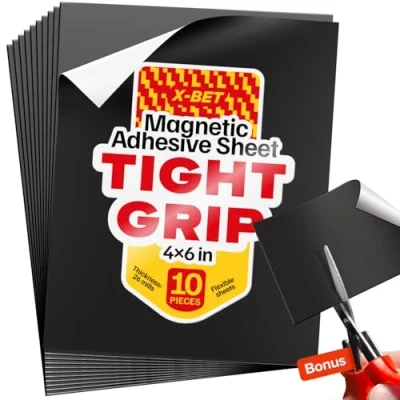 Image of Magnetic Sheets with Adhesive Backing 10 PCs Each cm x 15 (4&quot; 6&quot;) Flexible Paper for Craft and DIY Peel Stick Magnet Picture Photo Magnets