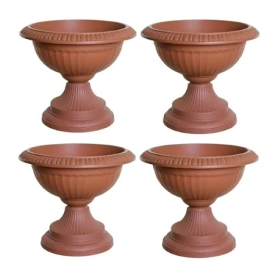 Image of shopior Flower and Herb Plastic Urn Pots Hourglass Shape Indoor Outdoor Decor Wall Planters Plant for Succulents more Garden, Balcony 42cm (4, Terracotta)
