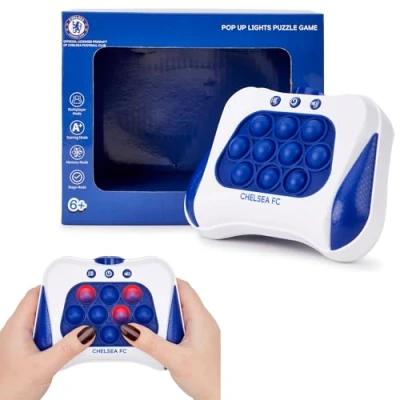 Image of Chelsea FC Officially Licensed Pop It Electric: Up Lights Puzzle Game. Perfect for any fan. Ideal Kids Toy Gift Bubble Sensory, Electronic Smart Antistress Fidget Toy.
