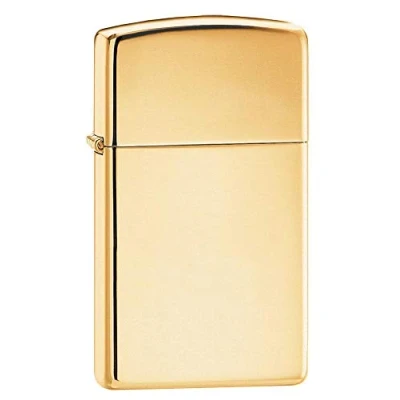 Image of Zippo 1654B Lighter 60001177 Polished Slim Petrol Lighter, Brass, Brass High Polish, 1 x 3.5 5.5 cm