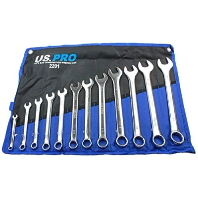 Image of US PRO 11pc Imperial/SAE/AF Combination Spanner Wrench Set 3/8&quot; 1&quot; 2201