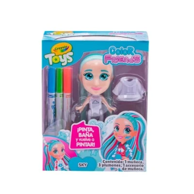 Image of CRAYOLA Colour &#039;n&#039; Style Friends: Sky &amp; Your Own Doll, Again and Again! (Includes Magic Dry Erase Pens) Ideal For Kids Aged 3+