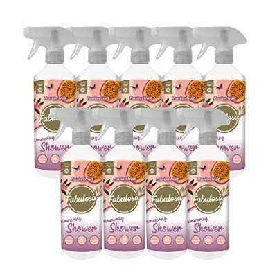 Image of Fabulosa concentrated disinfectant, Clear Multi Purpose Anti Bacterial Shower Cleaner Trigger Spray with Lasting Fragrance, 9 Pack, 500ml, Passion Fruit
