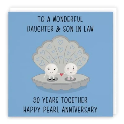 Image of Hunts England Daughter And Son In Law 30th Anniversary Card To A Wonderful &amp; 30 Years Together Happy Pearl Iconic Collection