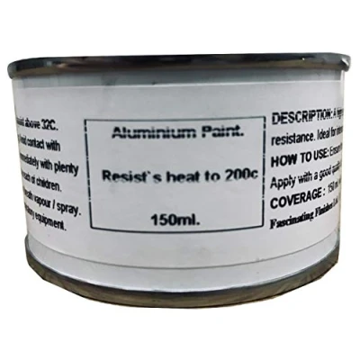 Image of 1 x 150ml Aluminium Paint Heat Resistant to 200C Silver Wood Metal