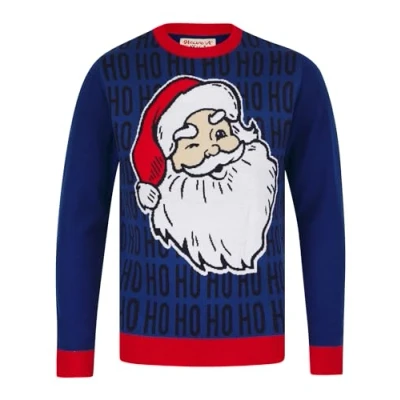 Image of Tokyo Laundry Merry Christmas Men&#039;s &#039;Ho Ho Santa&#039; Novelty Knitted Crew Neck Xmas Jumper