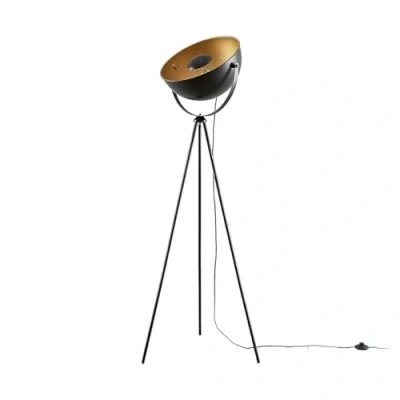 Image of Floor Lamp &#039;Meline&#039; (Modern) in Black Made of Metal for e.g. Living Room &amp; Dining (1 Light Source, E27) from Lindby Standard
