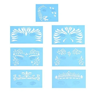 Image of Face Paint Stencil,7pcs/set Reusable Tattoo Stencils,Body Painting Template,Facial Makeup Design Tools for Parties,Christmas,Halloween,Carnivals,Church Events