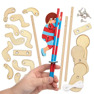 Image of Baker Ross AX121 Wooden Flipping Acrobat Kits, for Kids Arts and Crafts Projects (Pack of 3), Assorted