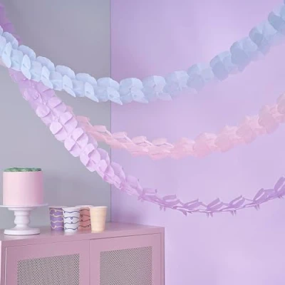Image of Ginger Ray Pastel Wavy Card Stick Garland Bunting Hanging Party Decoration 5m