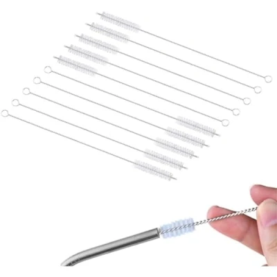 Image of Straw Cleaner Cleaning Brush One Pipe Milk Bottle 5mm Metal Handle Nylon (4, Small)