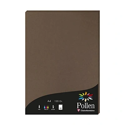 Image of Clairefontaine Ref 4292C Pollen Coloured Paper (Pack of 50 Sheets) A4 (210 x 297mm), 120gsm Paper, Inkjet &amp; Laser Printer Compatible, Acid Free Brown