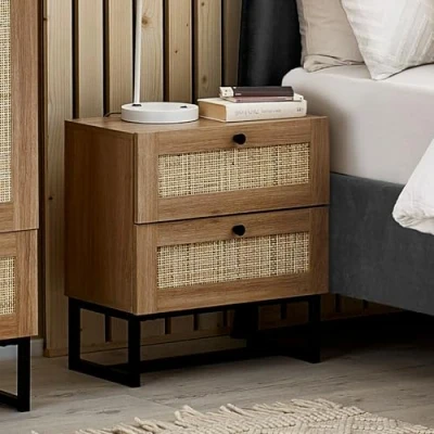 Image of Julian Bowen Oak/Engineered Wood Padstow 2 Drawer Bedside Table