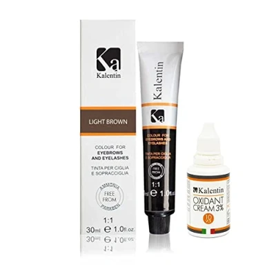 Image of KALENTIN, Eyelash &amp; Brow Colouring tint (Light Brown) Oxidant cream activator