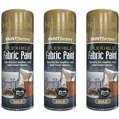 Image of HL Rapide 3 x Gold Spray Paint Fabric Leather Art Vinyl &amp; Crafts Flexible 200ml
