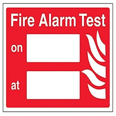 Image of V Safety Fire Alarm Test Sign 200mm x 150mm 1mm Rigid Plastic