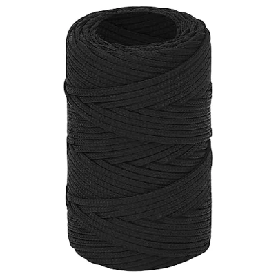 Image of vidaXL Black Polypropylene Boat Rope Durable 2mm Braided Cord, Ideal for Sailing, Yachting, Rigging, Dock Lines, Camping, Transportation, Fishing 250m Length
