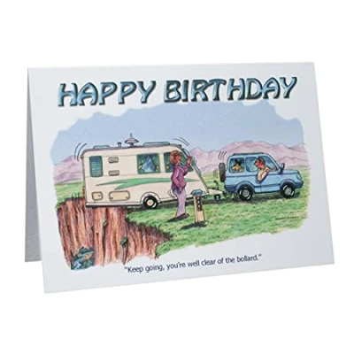 Image of Happy Birthday Caravanning Humour Cartoon A5 Funny Blank Greeting Card by Armand Foster