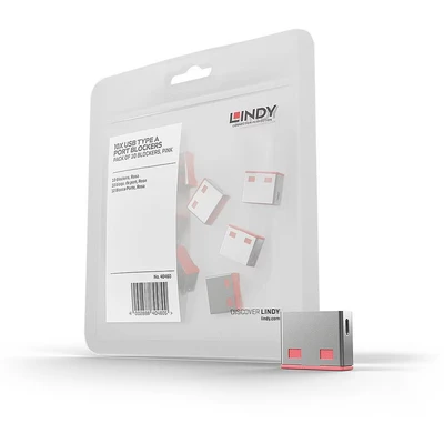 Image of LINDY 40450 USB Port Blocker (without key), Pink