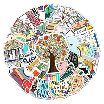 Image of Read Stickers for Laptop(50 PCS),Gift Children Teens Adults Girl Boys,Waterproof Water Bottle,Reading Vinyl Scrapbook,Skateboard,Bike,Phone,Dairy