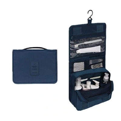 Image of Toiletry Wash Bag Waterproof Large Capacity with Hanging Hook for Toiletries, Cosmetics Men and Women(NavyX)