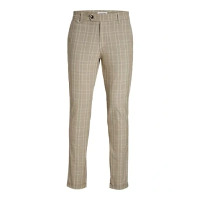Image of Jack &amp; Jones Men&#039;s Jpstmarco Jjconnor Akm Noos Chino trousers, Beige/Detail: Check, 29W / 32L