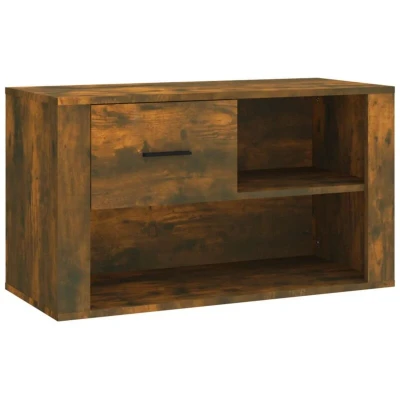 Image of vidaXL Shoe Cabinet Smoked Oak 80x35x45 cm Engineered Wood