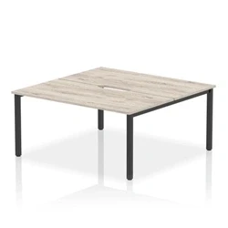Image of Evolve Plus 1600mm B2B 2 Person Bench Desk Grey Oak Top Black Frame