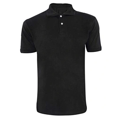 Image of True Face Mens T Shirts Pique Polo Shirt Plain Polycotton Tops Black Small