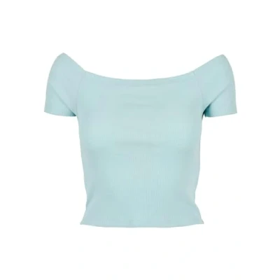 Image of Urban Classics Women&#039;s Ladies Off Shoulder Rib Tee T Shirt, Seablue, XXL