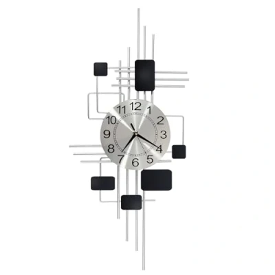 Image of Crystals Geometric Wall Clock Modern Luxury Large Decorative Big Clocks for Living Room, Silver