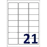 Image of OFA labels (TM) 100 Sheets Matt White Address 63.5 x 38.1 mm, 21 per A4 sheet, 2100