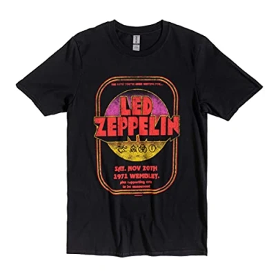 Image of Rock Off Led Zeppelin 1971 Wembley Black Tour T Shirt