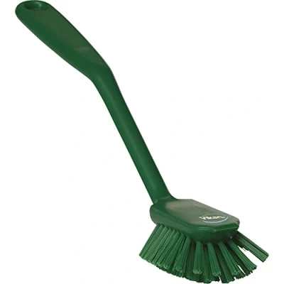Image of Vikan 42372 Dish Brush with Scraping Edge, Green, Medium, 280mm Length, 60mm Width, 55mm Height