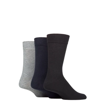 Image of Mens 3 Pair SOCKSHOP TORE 100% Recycled Plain Cotton Socks Black / Navy Grey 7 11