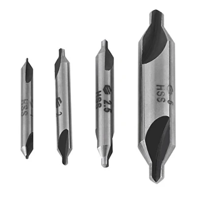 Image of 4pcs 60 Degree HSS Center Drill Bits 1/2/2.5/5mm Double End Lathe Mill Countersink Bit Tooling Set