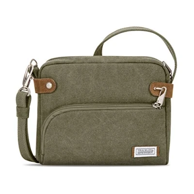 Image of Travelon Unisex Adult Anti Theft Heritage Small Crossbody Bag Cross Body, Sage, 9.75 x 7.75 2.5