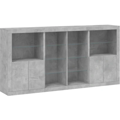 Image of vidaXL Sideboard with LED Lights Concrete Grey 202x37x100 cm