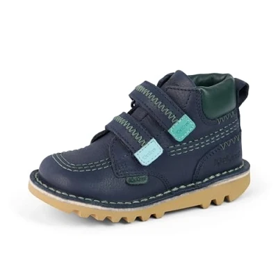 Image of Kickers Infant Unisex Kick Hi Roll Ankle Boots Extra Comfortable Added Durability Premium Quality, Navy, 12 UK Child