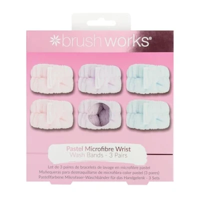 Image of Brushworks Pastel Microfibre Wrist Wash Bands 3 Pairs