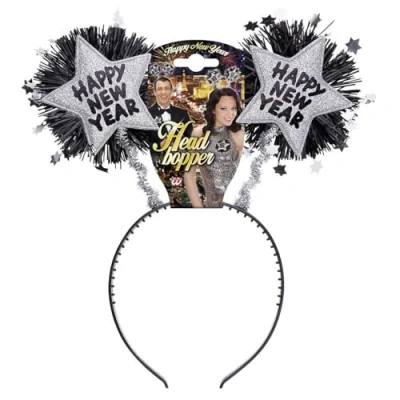 Image of Silver Happy New Year Head Boppers Headband for Fancy Dress Costumes Outfits Accessory