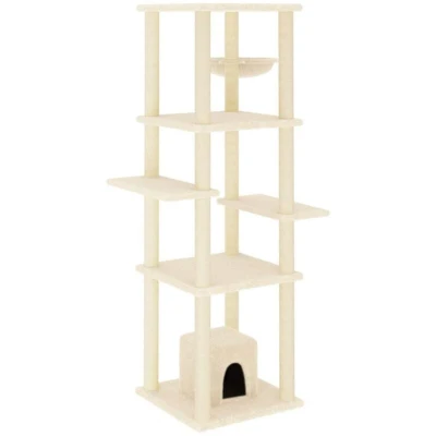 Image of vidaXL Cat Tree with Sisal Scratching Posts Cream 154 cm